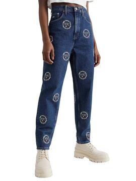 Jeans Tommy Jeans Mom Broderie Bleu 