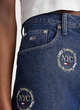 Jeans Tommy Jeans Mom Broderie Bleu 