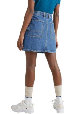 Jupe Tommy Jeans Badge Brodé Bleu pour Femme