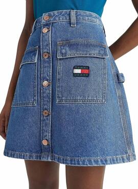 Jupe Tommy Jeans Badge Brodé Bleu pour Femme