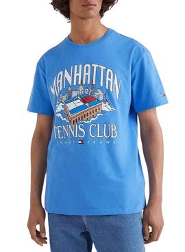 T-Shirt Tommy Jeans TJ Club Tennis Bleu Homme