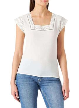 Blouse Naf Naf Sent Puntilla Blanc pour Femme
