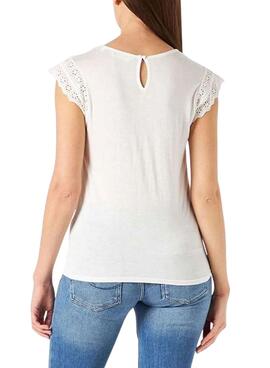 Blouse Naf Naf Sent Puntilla Blanc pour Femme