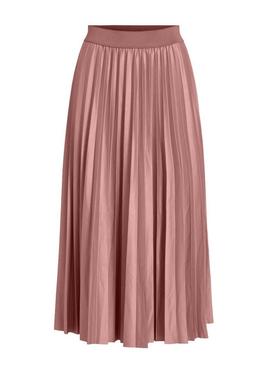 Jupe Vila Itban Plisada Midi Rose pour Femme