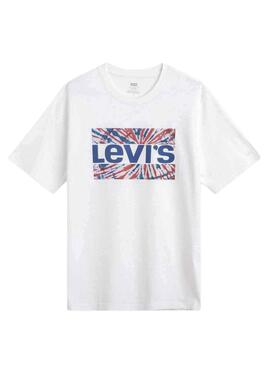 T-Shirt Levis Relaxed Tie Dye Blanc pour Homme