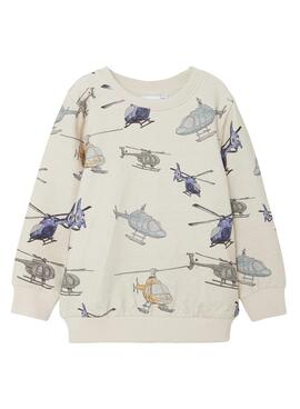 Sweat Name It Kristian Helicopter Beige Garçon