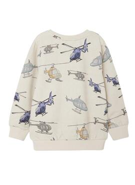 Sweat Name It Kristian Helicopter Beige Garçon