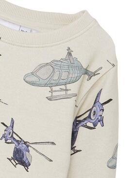 Sweat Name It Kristian Helicopter Beige Garçon