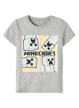 T-Shirt Name ItMinecraft Gris pour Fille