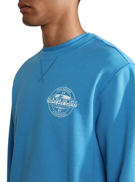 Sweat Napapijri B-Hitra Bleu pour Homme