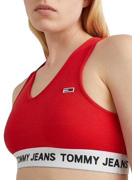 Top Tommy Jeans Super Crop Rouge pour Femme