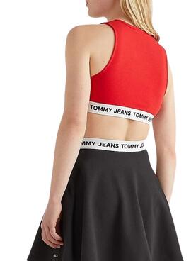 Top Tommy Jeans Super Crop Rouge pour Femme