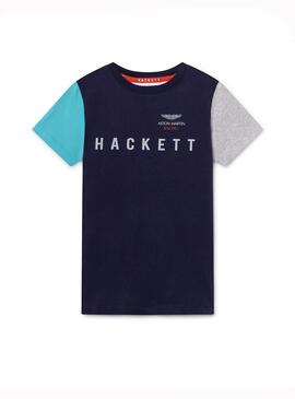 T-Shirt Hackett Block Bleu Marin Enfante