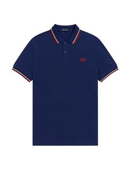 Polo Fred Perry Twin Tipped Bleu Marine pour Homme