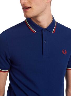 Polo Fred Perry Twin Tipped Bleu Marine pour Homme