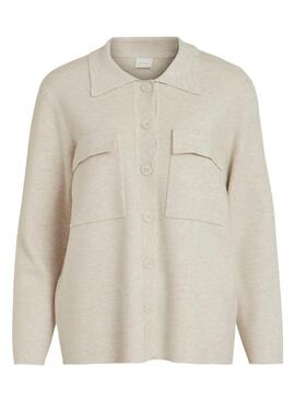 Gilet Vila Cassie Tricot Beige pour Femme