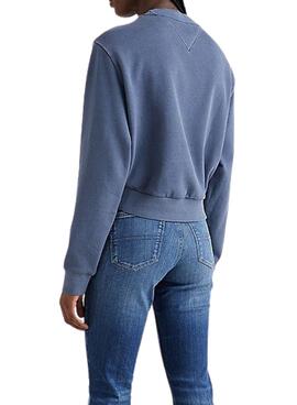 Sweat Tommy Jeans Crop Timeless  Bleu Marine Femme
