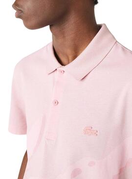 Polo Lacoste Crocodile Rose pour Homme