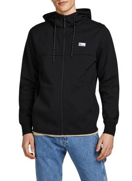 Sweat Jack & Jones Fermeture Éclair Noire Homme