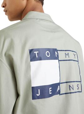Surchemise Tommy Jeans Twisted Flag Vert Homme