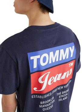 T-Shirt Tommy Jeans Logo Arrière Bleu Marine Homme