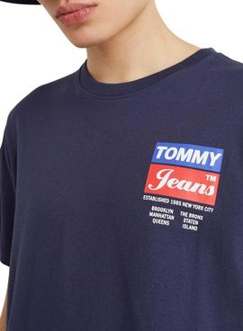 T-Shirt Tommy Jeans Logo Arrière Bleu Marine Homme