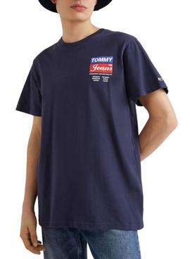 T-Shirt Tommy Jeans Logo Arrière Bleu Marine Homme