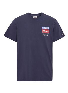 T-Shirt Tommy Jeans Logo Arrière Bleu Marine Homme