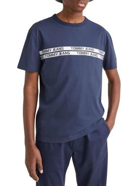 T-Shirt Tommy Jeans Avec Inscription Marine Homme