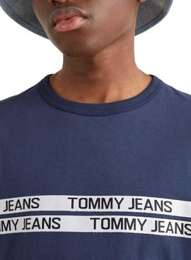 T-Shirt Tommy Jeans Avec Inscription Marine Homme