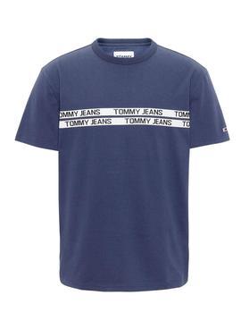 T-Shirt Tommy Jeans Avec Inscription Marine Homme