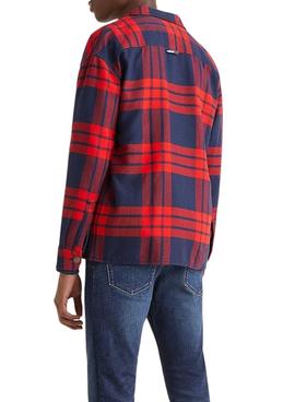 Surchemise Tommy Jeans Cadres Rouge Homme