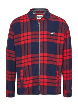 Surchemise Tommy Jeans Cadres Rouge Homme