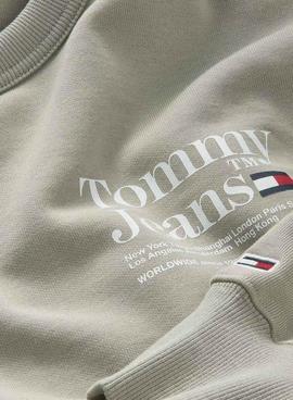 Sweat Tommy Jeans Text Beige pour Homme