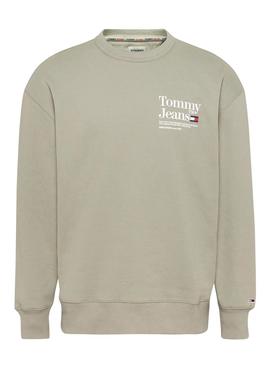 Sweat Tommy Jeans Text Beige pour Homme