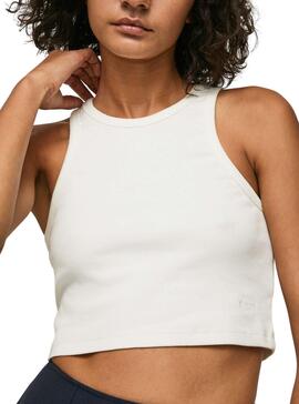 Crop Top Pepe Jeans Piera Blanc pour Femme