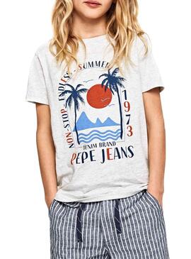 T-Shirt Pepe Jeans Ren Gris Pour Enfante