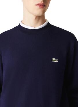 Sweat Lacoste Basic Bleu Marine pour Homme