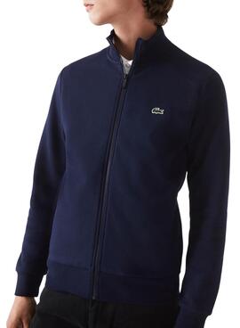 Sweat Lacoste Basica Fermeture éclair Bleu Marine