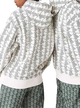 Sweat Lacoste LIVE Blanc et Vert pour Homme et Femme.