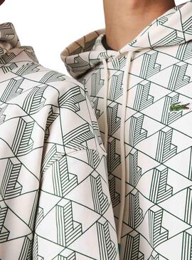 Sweat Lacoste LIVE Blanc et Vert pour Homme et Femme.