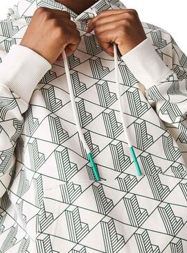 Sweat Lacoste LIVE Blanc et Vert pour Homme et Femme.