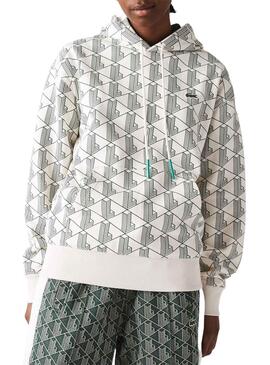 Sweat Lacoste LIVE Blanc et Vert pour Homme et Femme.