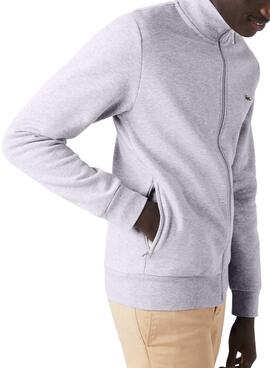 Sweat Lacoste Brossé Gris pour Homme