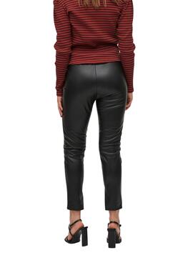 Pantalon Vila Dagmar Polipiel Noire pour Femme