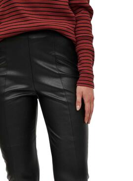 Pantalon Vila Dagmar Polipiel Noire pour Femme