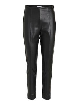 Pantalon Vila Dagmar Polipiel Noire pour Femme