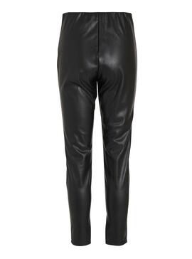 Pantalon Vila Dagmar Polipiel Noire pour Femme