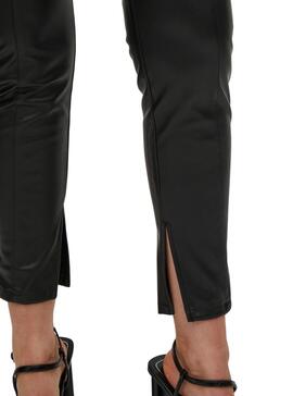 Pantalon Vila Dagmar Polipiel Noire pour Femme