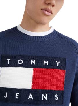 Pull Tommy Jeans Regular Flag Marina Homme